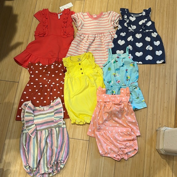 Colorful Baby Romper and Dress Set mixed brands size 12/12-18 months